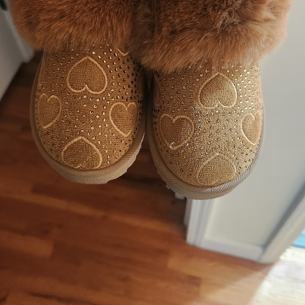 Toddler HEART and Faux Fur Ankle Boots